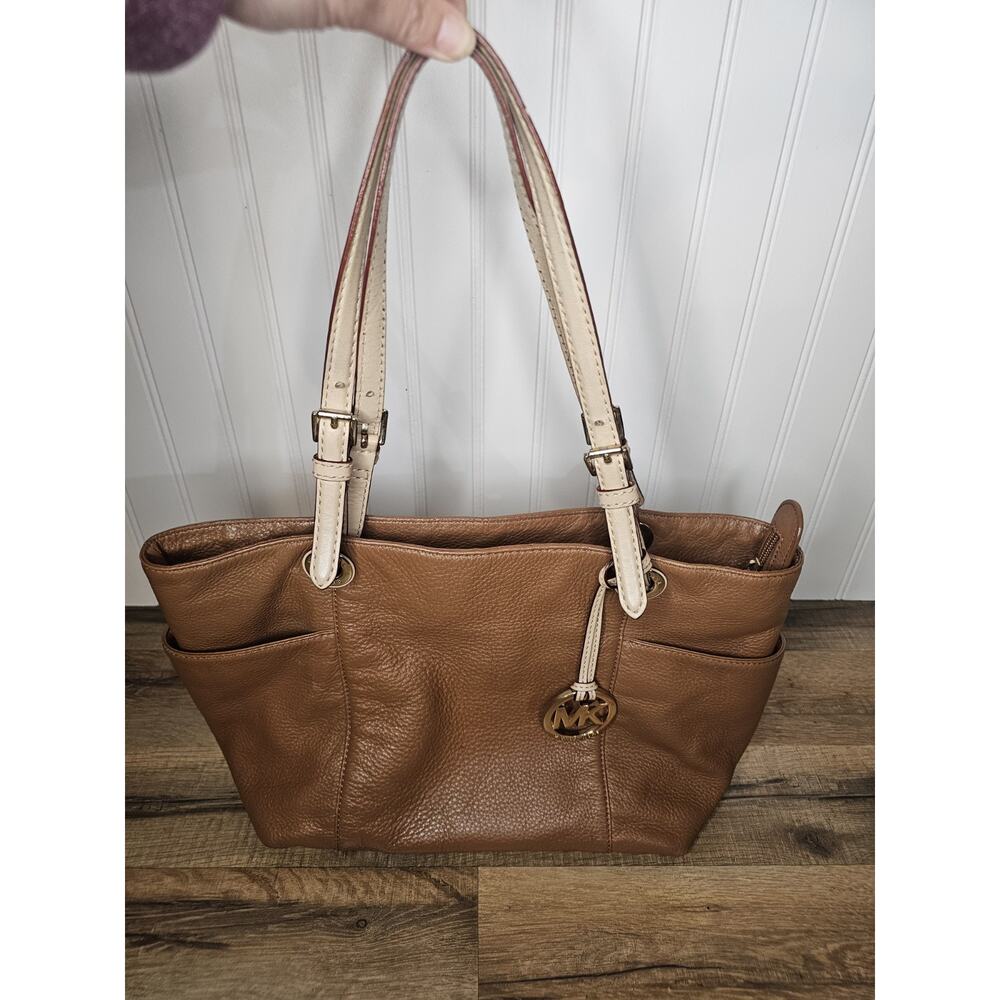 Michael Kors Jet Set East West Top Zip Acorn Saffiano Leather Tote Dust Cover - Picture 7 of 16